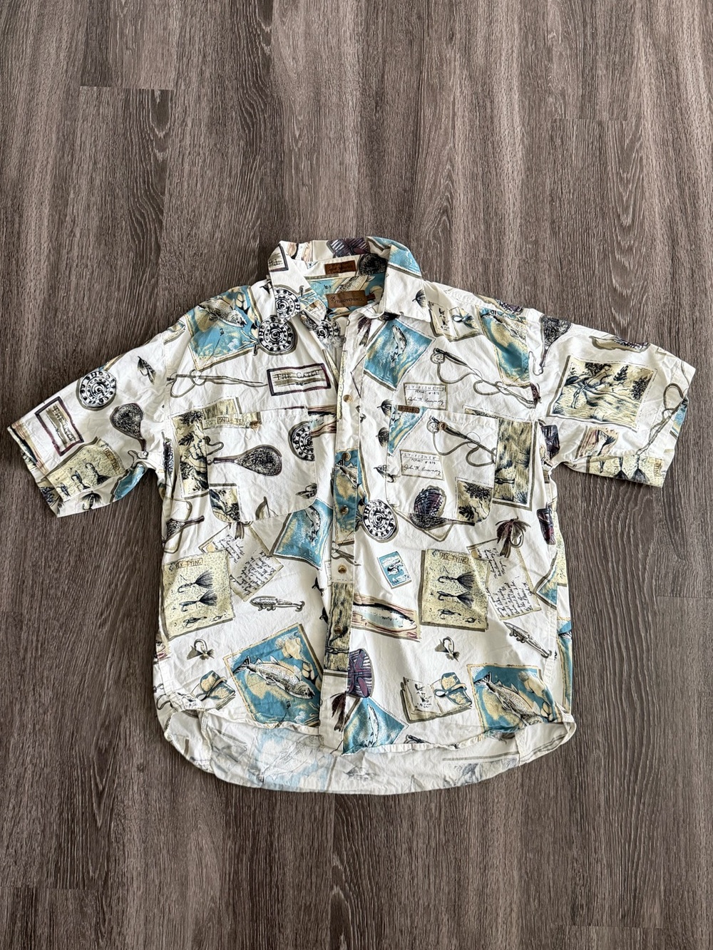 Browning Short-Sleeve Button-Down Shirt in Cream, Blue, Tan